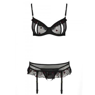 Сексуальний комплект з поясом для панчіх Passion LOVELIA SET XXL/XXXL, black SO4779 фото