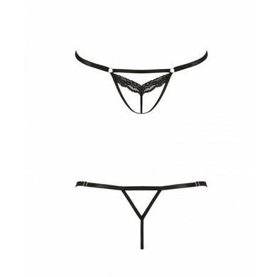 Відверті трусики-стрепи з мереживом Passion Exclusive SOLON THONG L/XL, black PS28004 фото