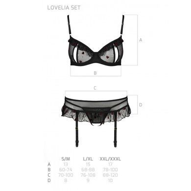 Сексуальний комплект з поясом для панчіх Passion LOVELIA SET XXL/XXXL, black SO4779 фото
