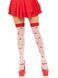 Панчохи Leg Avenue Polka Dot Mushroom Thigh Highs, One Size, біло-червоні, на резинці, малюнок &mdash; гриби SX1044 фото 1