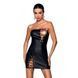 Мінісукня з екошкіри Passion CELINE CHEMISE black L/XL, шнурівка, трусики в комплекті SO6406 фото 1
