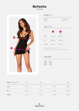 Сорочка Obsessive Bellastia chemise & thong XS/S SX1128 фото