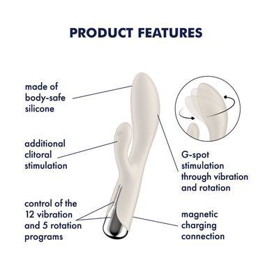 Вібратор-кролик з ротацією Satisfyer Spinning Rabbit 1 Beige, 3 мотори SX0563 фото