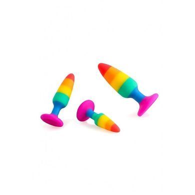 Силіконова анальна пробка Wooomy Hiperloo Silicone Rainbow Plug M, діаметр 2,9 см, довжина 11 см SO7435 фото