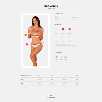 Еротичний комплект Obsessive Heavenlly 2-pcs cupless set XL/2XL, відкриті груди, з доступом SO8177 фото