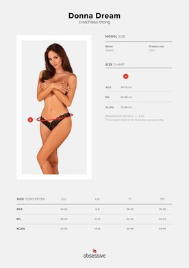 Мереживні стрінги Obsessive Donna Dream crotchless thong XL/2XL Black, відкритий доступ SO8644 фото