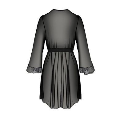 Пеньюар Passion AMBERLY PEIGNOIR 6XL/7XL, black, ажурні декольте та манжети, широкі рукави SO7054 фото