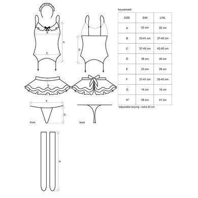 Еротичний костюм покоївки зі спідницею Obsessive Housemaid 5 pcs costume S/M, black, топ, спідниця, стринги, пов'язка на голову, п SO7709 фото