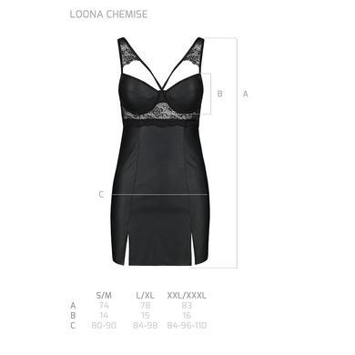 Бебі-дол з еко-шкіри та мережива Passion LOONA CHEMISE XXL/XXXL, black SO5360 фото