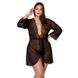 Пеньюар Passion AMBERLY PEIGNOIR 6XL/7XL, black, ажурні декольте та манжети, широкі рукави SO7054 фото 1