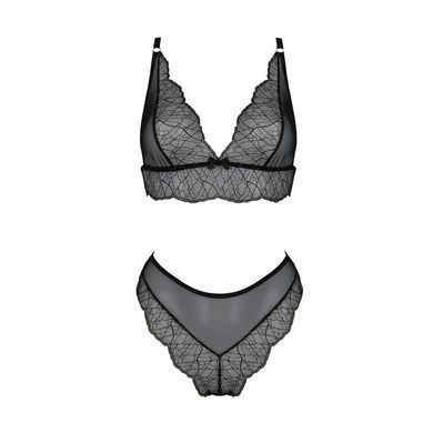 Комплект білизни Passion AMBERLY SET 4XL/5XL black, ліф, трусики бразиліана, люрексова нитка SO7055 фото
