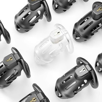 Клітка для пеніса LOCKINK SEVANDA Plastic Penis Chastity Cage, чорна, 3 кільця різних розмірів SX0872 фото