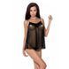 Сорочка прозора бебі дол Passion MELANIA CHEMISE S/M, black, трусики, на тонких бретелях EL16305 фото 1