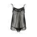 Сорочка прозора бебі дол Passion MELANIA CHEMISE S/M, black, трусики, на тонких бретелях EL16305 фото 3