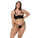 Комплект з екошкіри Passion MALWIA BIKINI 4XL/5XL black, з люверсами та ремінцями, бра, трусики SO7096 фото 1