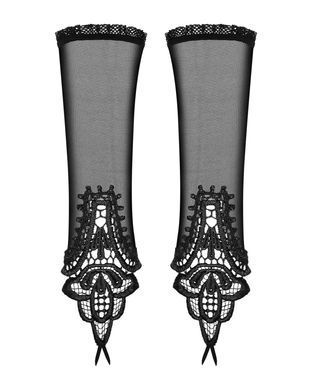 Сітчасті мітенки з мереживом Obsessive Luiza mittens One size, чорні SO7289 фото