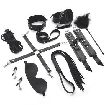Набір BDSM Art of Sex &ndash; Set Leather, 10 предметів, чорний, натуральна шкіра SO7138 фото