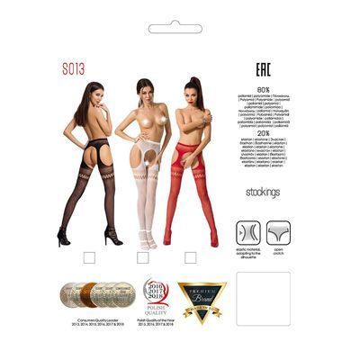 Сітчасті колготки-бодістокінги Passion S013 One Size, White, імітація панчіх та пояса з гартерами PSS013W фото