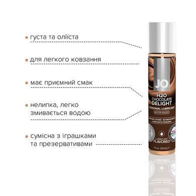 Змазка на водній основі JO H2O &mdash; Chocolate Delight (30 мл) без цукру, рослинний гліцерин SO1475 фото