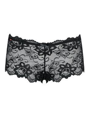 (SALE) Мереживні трусики-шортики Obsessive Idillia shorties black L/XL SX1200 фото