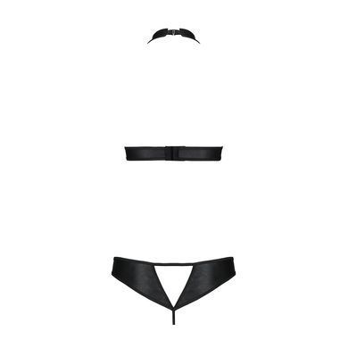 Комплект відкритий топ та трусики з екошкіри з люверсами Passion MALWIA SET OpenBra XXL/XXXL, black SO5770 фото