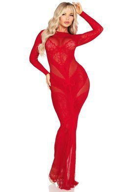 Сукня Leg Avenue Lace and Net Bodycon Gown One Size, Red SX1738 фото