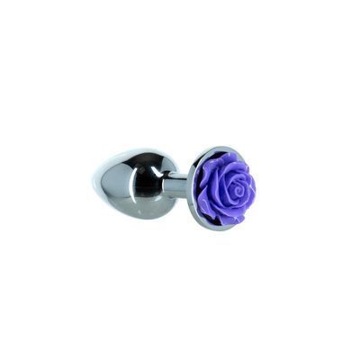 Металева анальна пробка Lux Active з трояндою - Rose Anal Plug - Purple, віброкуля в подарунок SO5573 фото