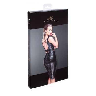 Спідниця-олівець зі шнурівкою Noir Handmade F152 Powerwetlook pencil skirt, 3XL, з мокрим ефектом SX0034 фото