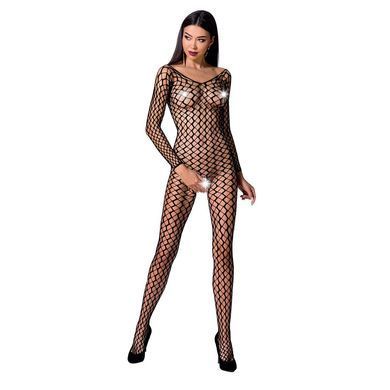 Бодістокінг Passion BS068 black, комбінезон, велика сітка, довгий рукав PBS068B фото