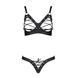 Комплект з екошкіри Passion CELINE BIKINI 6XL/7XL black, відкритий бра, стрінги зі шнурівкою SO7058 фото 3