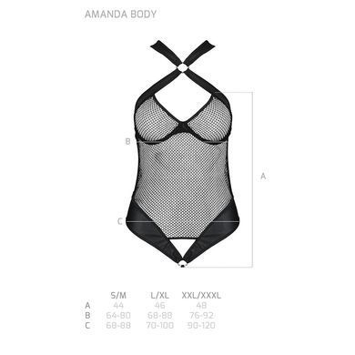 Сітчастий боді з халтером Passion Amanda Body L/XL, black SO5315 фото