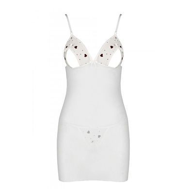 Сорочка з вирізами на грудях, стрінги Passion LOVELIA CHEMISE L/XL, white SO4762 фото