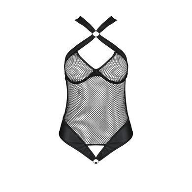 Сітчастий боді з халтером Passion Amanda Body L/XL, black SO5315 фото
