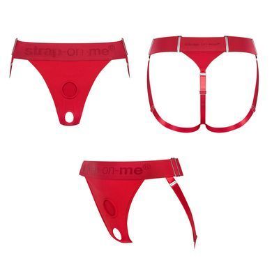 Трусики для страпона Strap-On-Me HARNAIS LINGERIE UNIQUE, One Size, червоні SO9614 фото