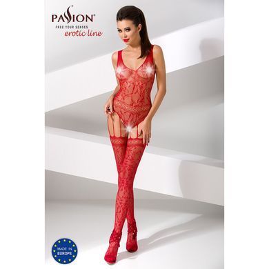 Бодістокінг Passion BS051 red, комбінезон, імітація панчіх і боді PBS051R фото