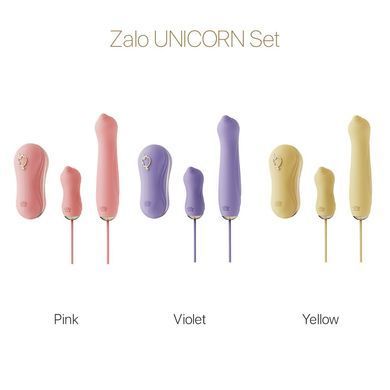 Набір 3в1 Zalo &ndash; UNICORN Set Violet, віброяйце, пульсатор, вакуумний стимулятор SO6688 фото