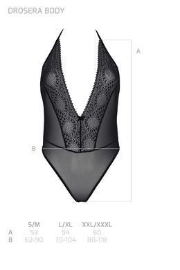 Боді Passion DROSERA BODY black, L/XL, високі вирізи, верх на зав&rsquo;язках SX0470 фото