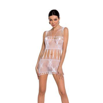 Бодістокінг мінісукня з метеликами Passion BS090 One Size white SO6390 фото