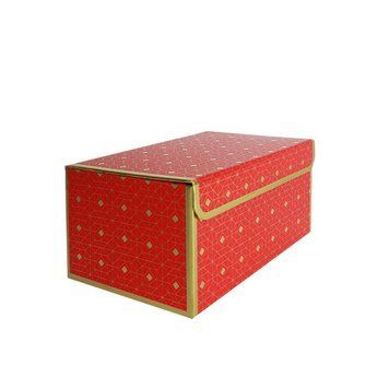Подарункова коробка червона з золотим геометричним малюнком, M &mdash; 23&times;16&times;12 см SO8912 фото
