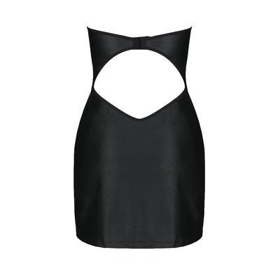 Мінісукня з екошкіри Passion CELINE CHEMISE 4XL/5XL, black, шнурівка, трусики в комплекті SO7061 фото