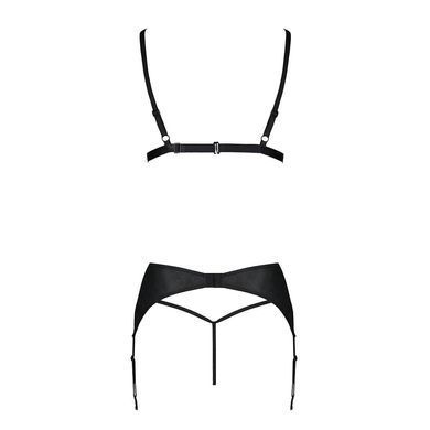 Комплект з екошкіри Passion MILEY SET XXL/XXXL, black, трусики, бюстгальтер, пояс для панчіх SO5773 фото