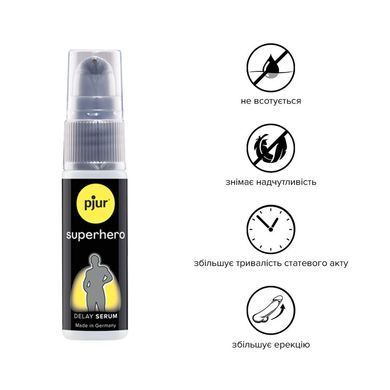 Пролонгувальний гель pjur Superhero Serum 20 мл, створює невидиму плівку, що знижує чутливість PJ12090 фото