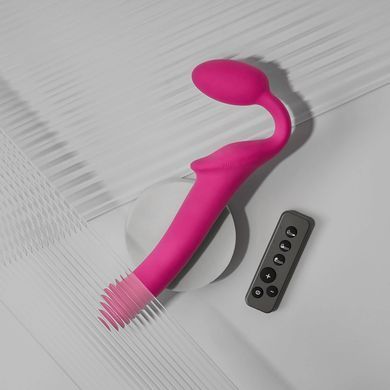 Безремінний страпон з вібрацією Strap-On-Me Vibrating Fuchsia L, діаметр 3,7см, пульт ДК, регульований SX2572 фото