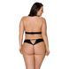 Комплект із екошкіри Passion MALWIA SET with Open Bra 6XL/7XL black, топ та трусики з люверсами SO7101 фото 2