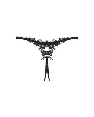 Прозорі стрінги з доступом Obsessive Celia Noir crotchless thong XS/S SO7871 фото