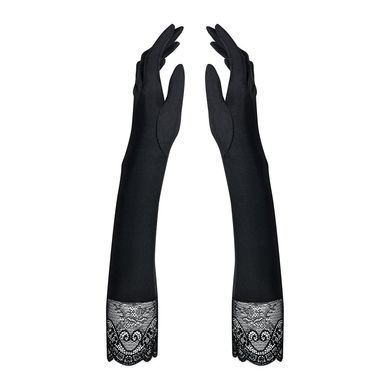 Високі рукавички з каменями та мереживом Obsessive Miamor gloves, black SO7716 фото