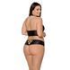 Комплект з екошкіри Passion NANACY BIKINI 4XL/5XL black, бра та трусики з імітацією шнурівки SO7102 фото 2
