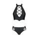 Комплект з еко-шкіри Passion NANACY BIKINI L/XL, black, бра та трусики з імітацією шнурівки SO5367 фото 5