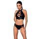 Комплект з еко-шкіри Passion NANACY BIKINI L/XL, black, бра та трусики з імітацією шнурівки SO5367 фото 1