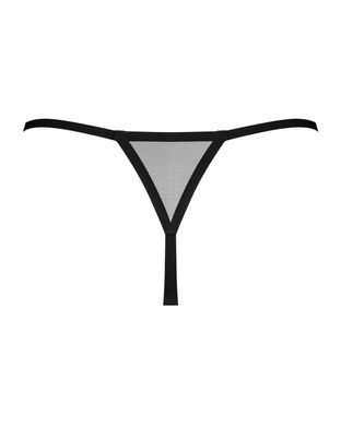 Трусики-стрінги Obsessive Novenes crotchless thong, XL/2XL, сітка, стрепи, прикраса зі стразами, від SX0624 фото